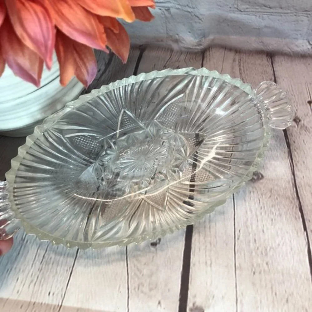 Glass relish tray vintage American Brilliant